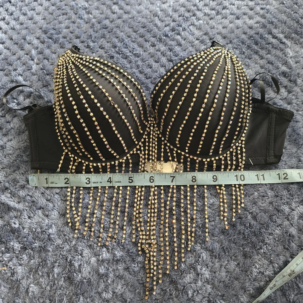 Windsor Black Beaded Bra Size S Nwt